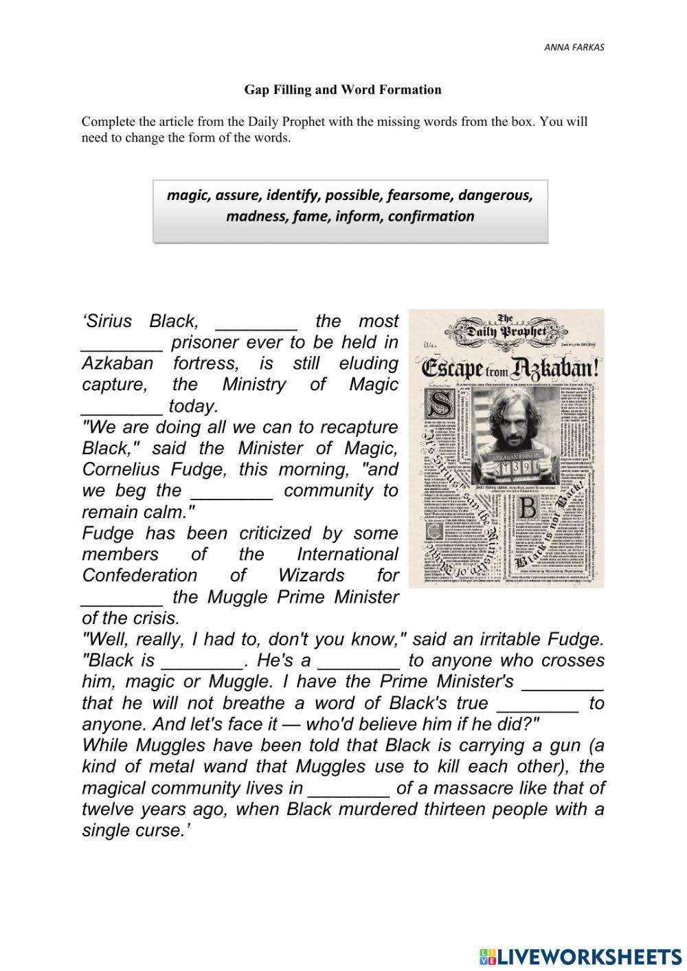 Daily Prophet word formation