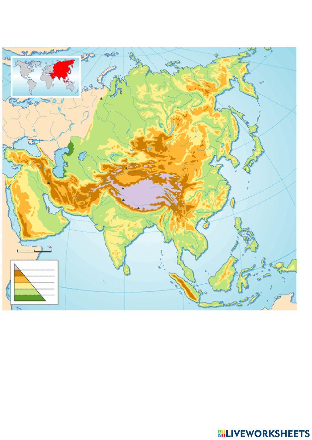 Mapa político de África y Asia