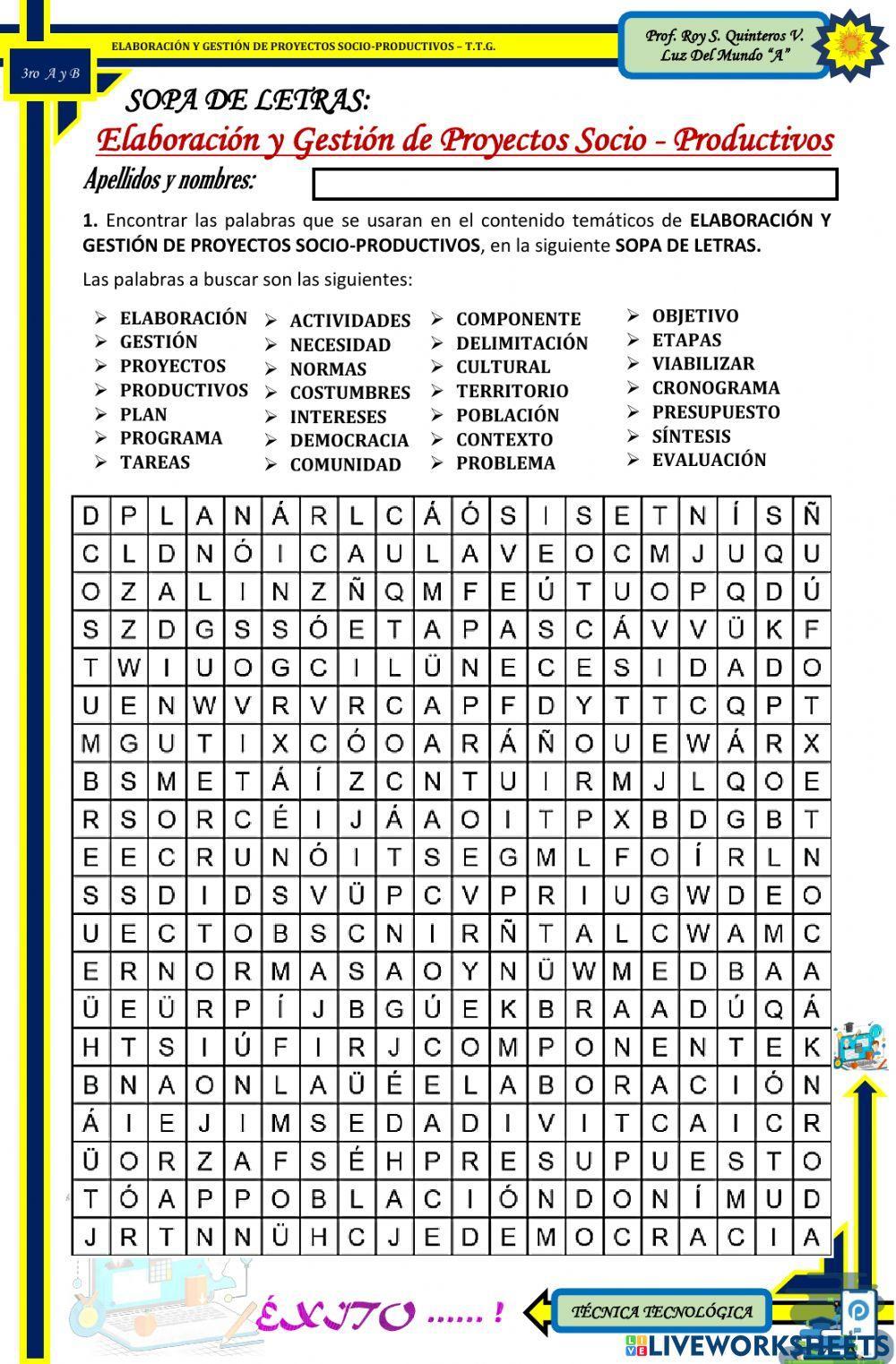 ELABORACIÓN Y GESTIÓN DE PROYECTOS SOCIO-PROD. T.T.G.