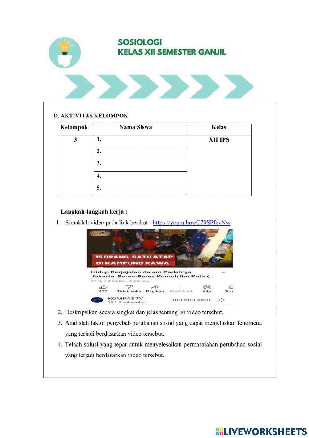 LKPD Kel. 3 Faktor Penyebab Perubahan Sosial
