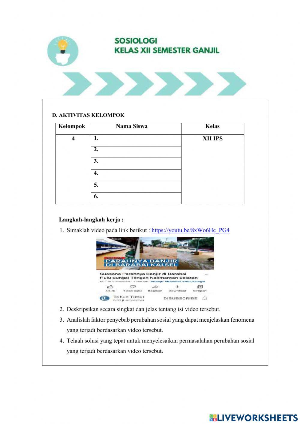 LKPD Kel. 4 Faktor Penyebab Perubahan Sosial