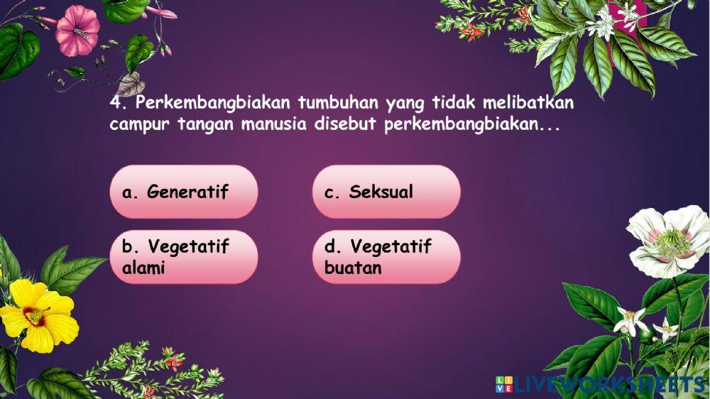 LKPD Soal Perkembangbiakan Makhluk Hidup Pada Hewan dan Tumbuhan
