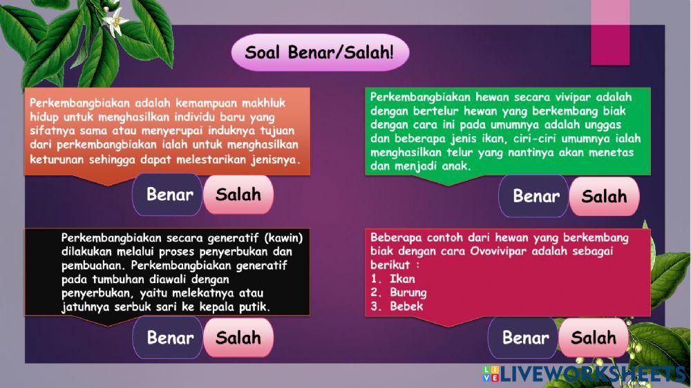 LKPD Soal Perkembangbiakan Makhluk Hidup Pada Hewan dan Tumbuhan