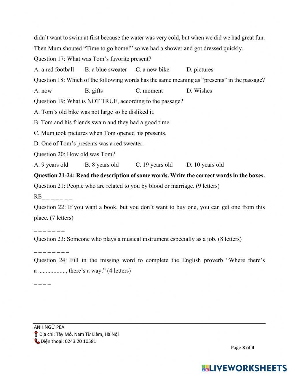 Đề luyện thi vào lớp 6- số 2