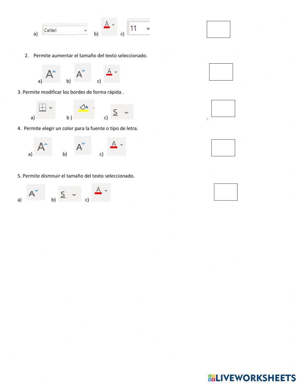 Botones de barra de formato de excel