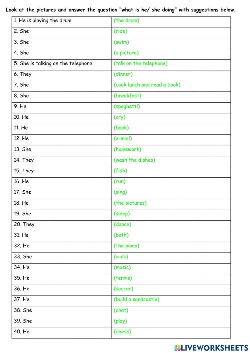 Present continuous game