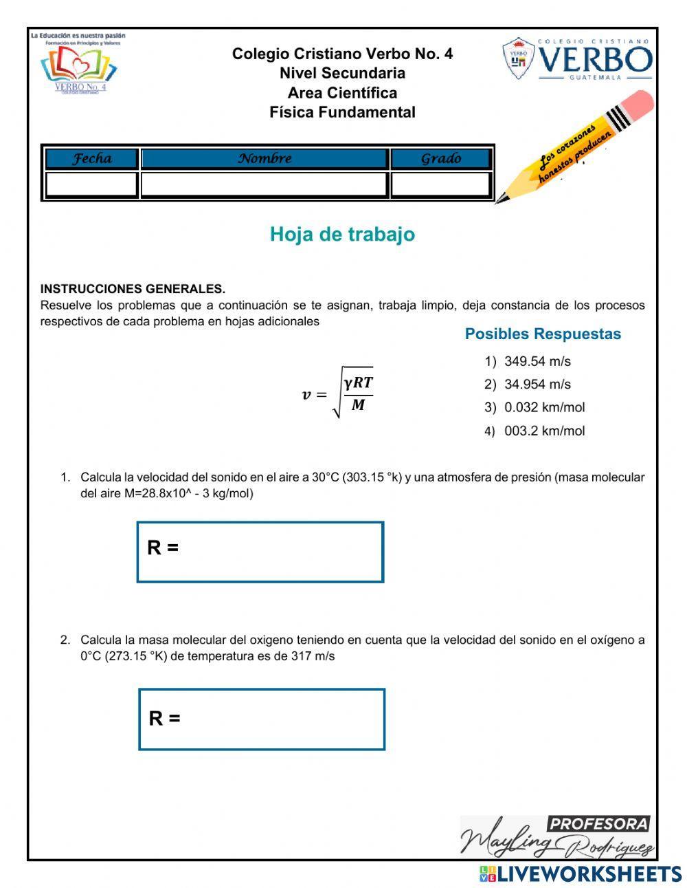 Velocidad del sonido Velocidad del sonido