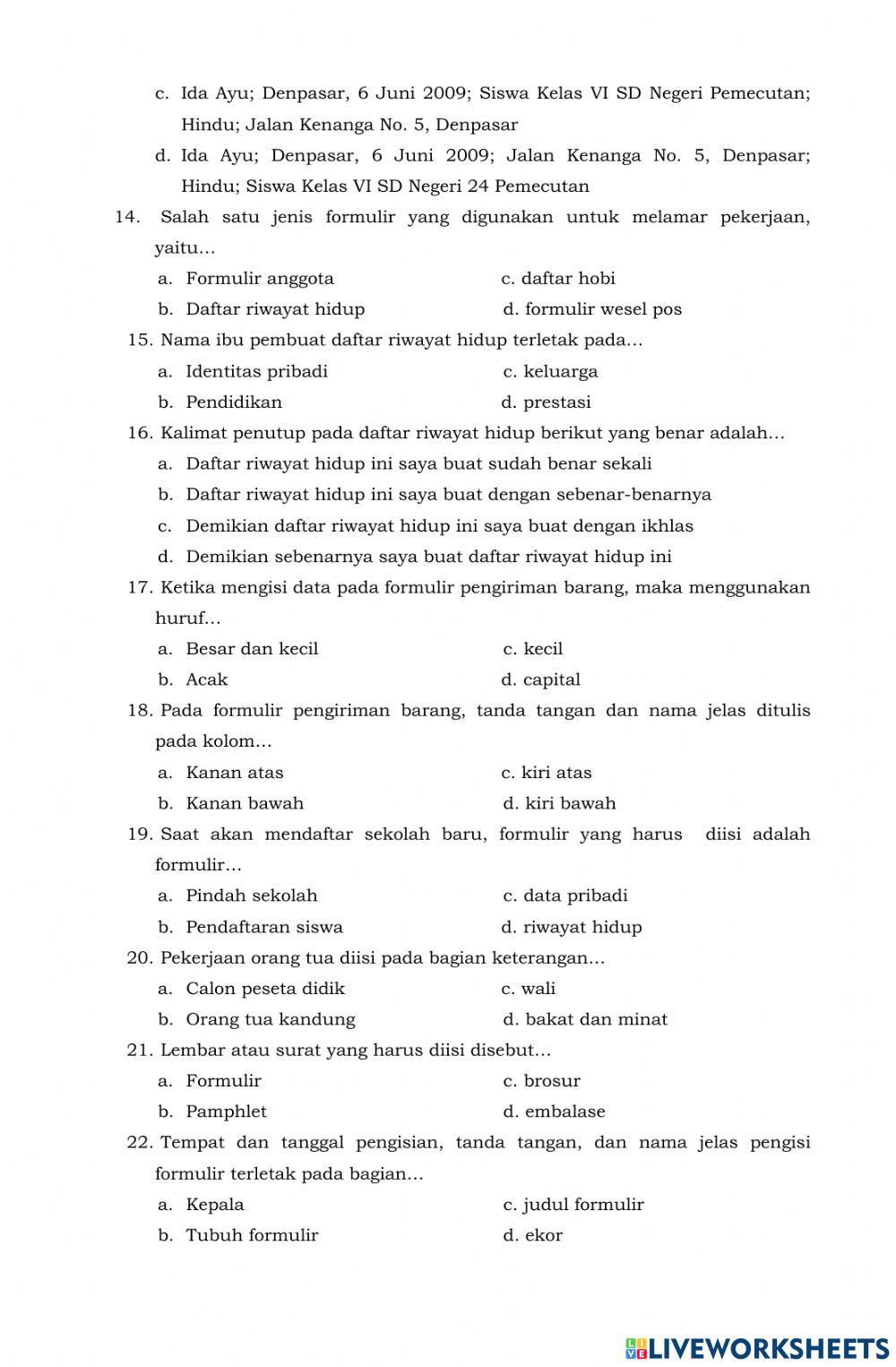 Ulangan Harian BAB 5