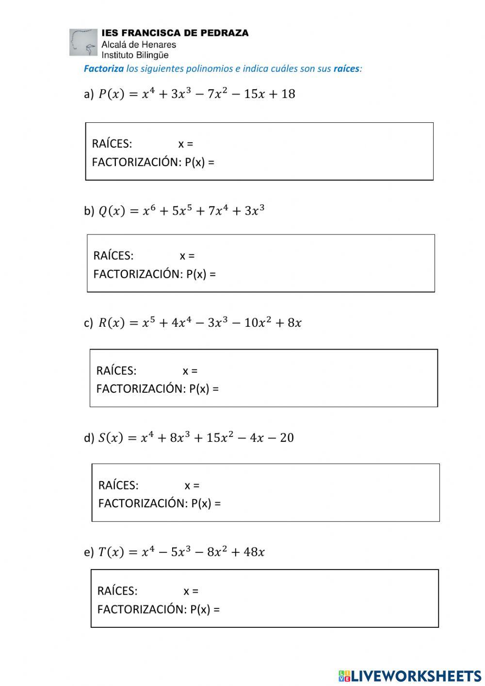 Factorización de polinomios
