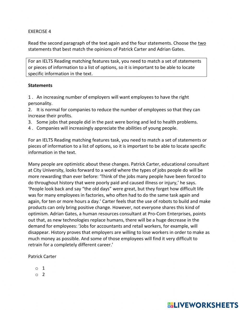 IE1, Unit 7, Reading, Exercise 4