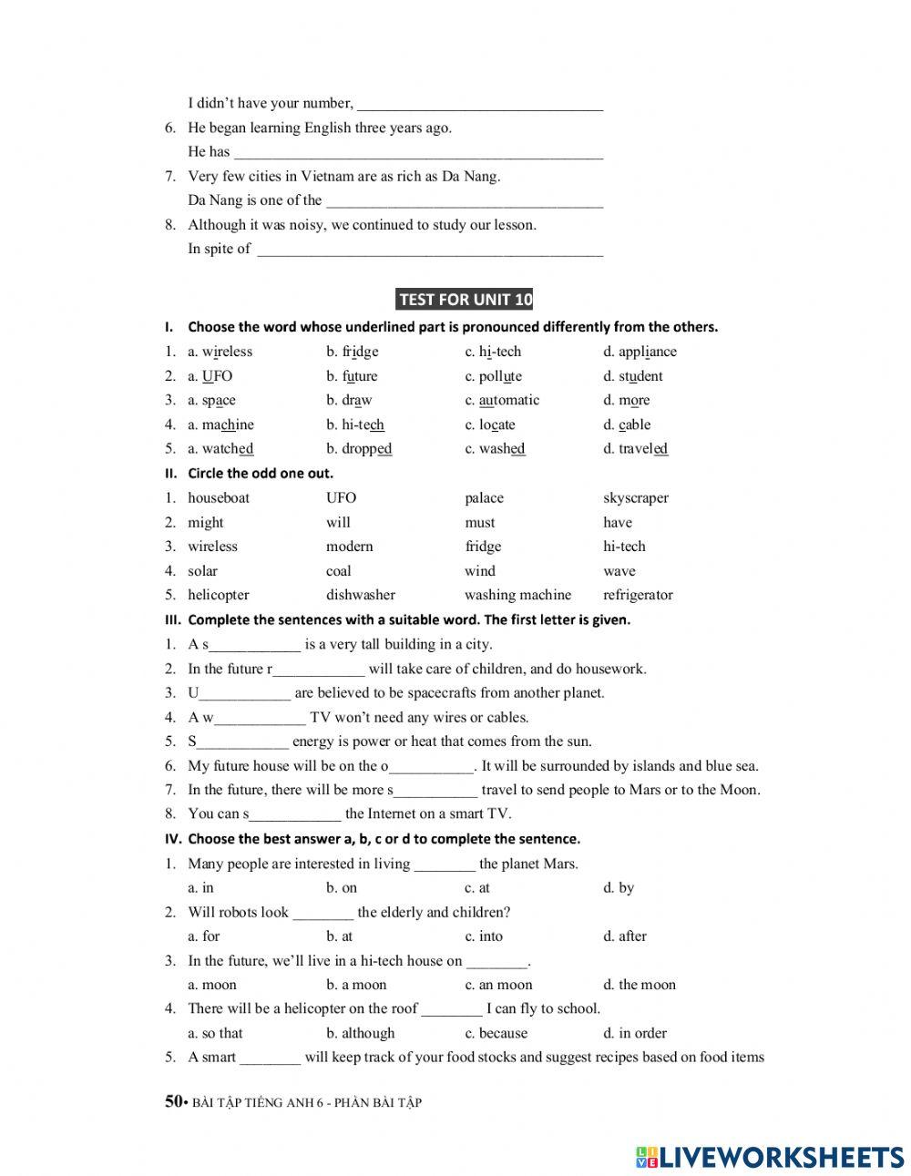 Test for unit 10 6a3