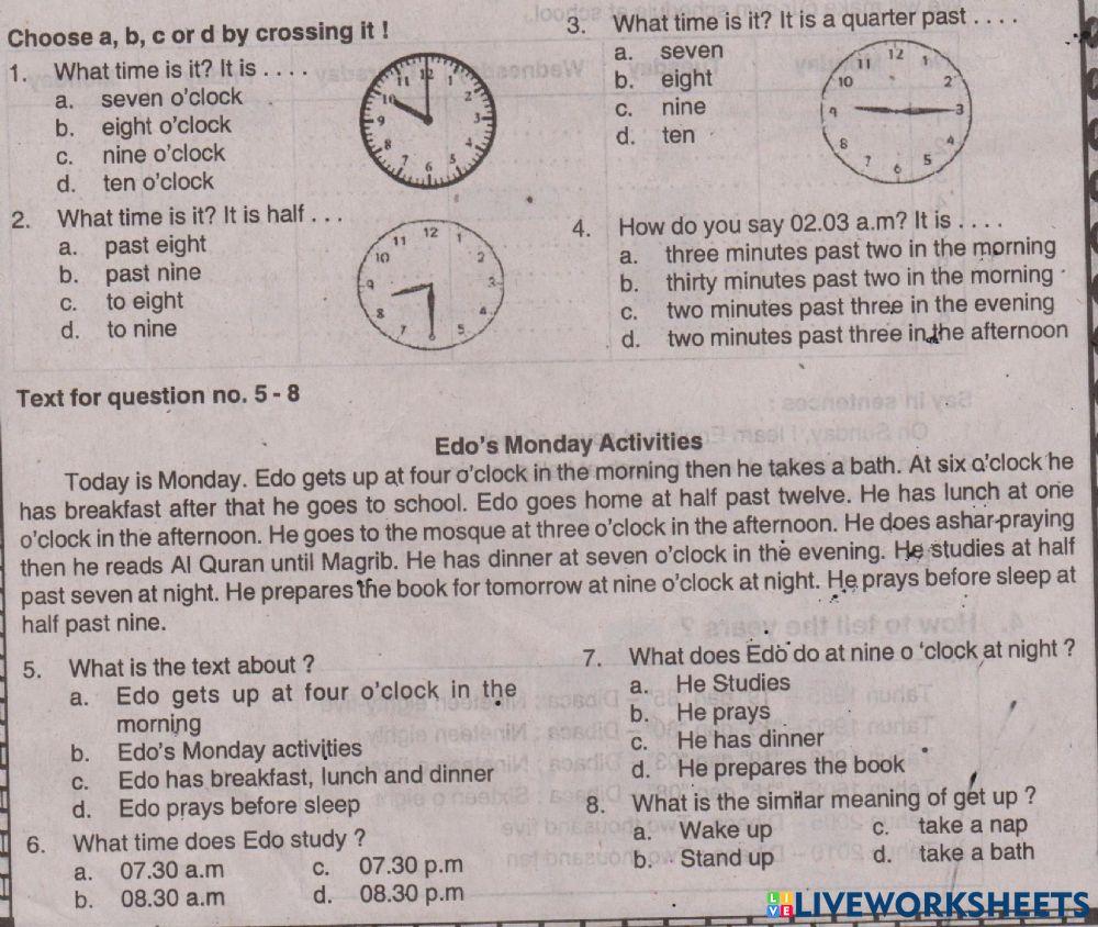Ulangan Harian Bahasa Inggris Bab 3 Kelas 7