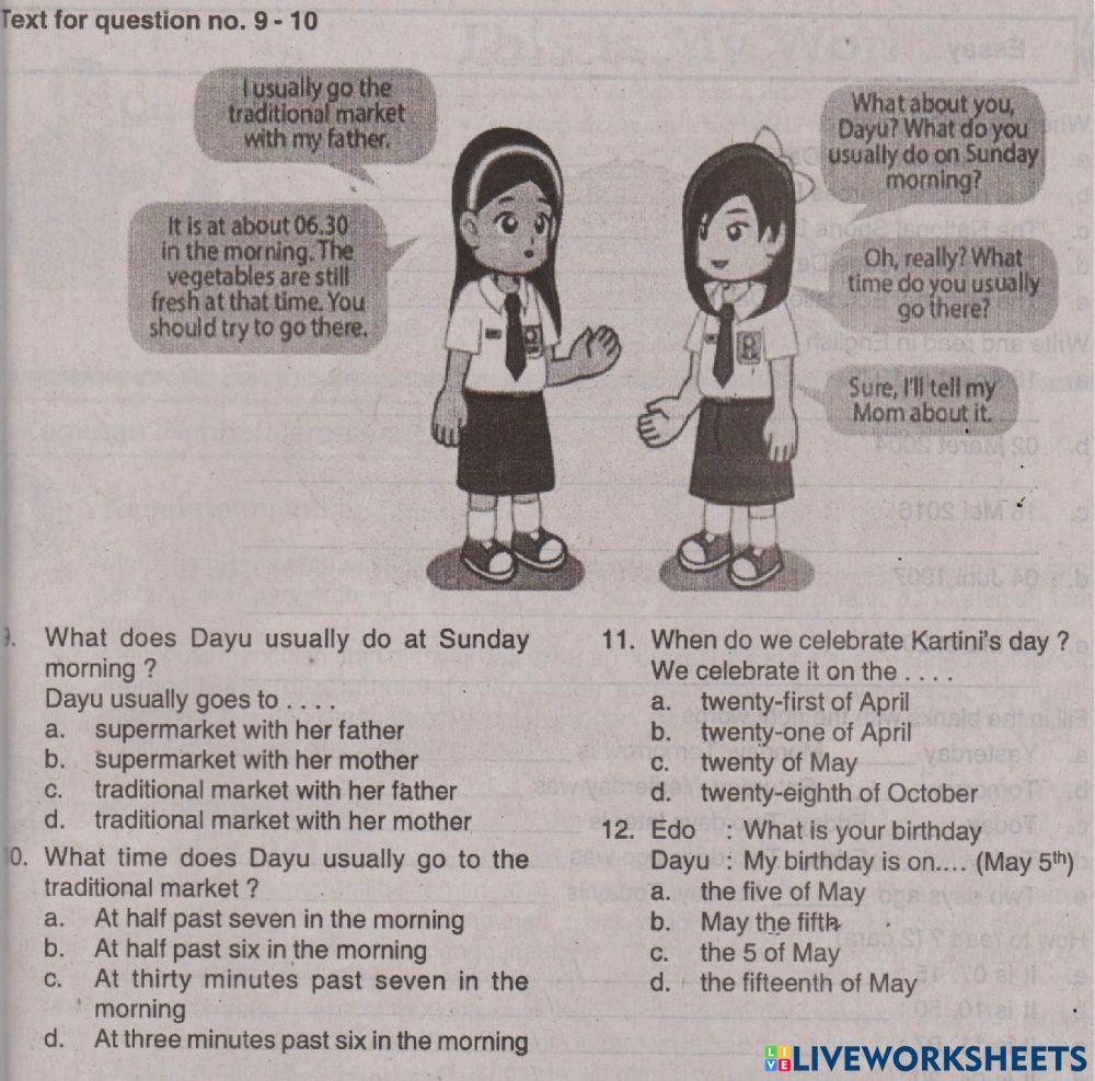 Ulangan Harian Bahasa Inggris Bab 3 Kelas 7