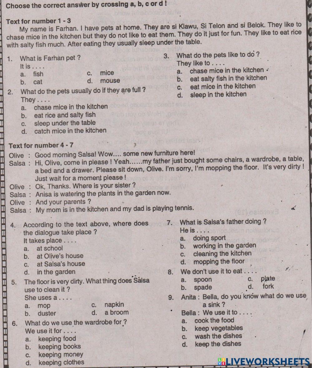 Ulangan Harian Bahasa Inggris Bab 4 Kelas 7