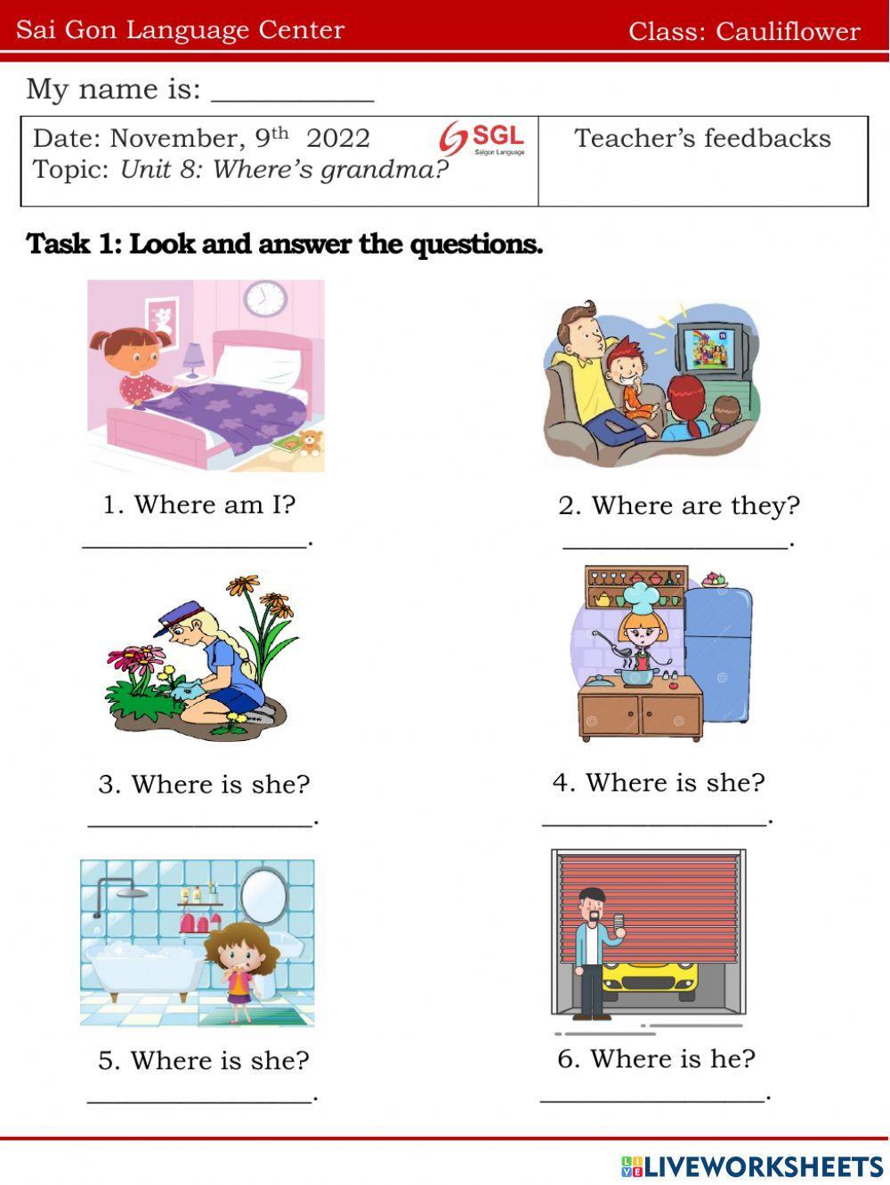 Unit 8: Where’s grandma?