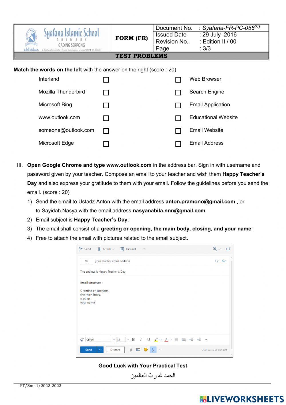 P3 IT Practical Test Semester 1
