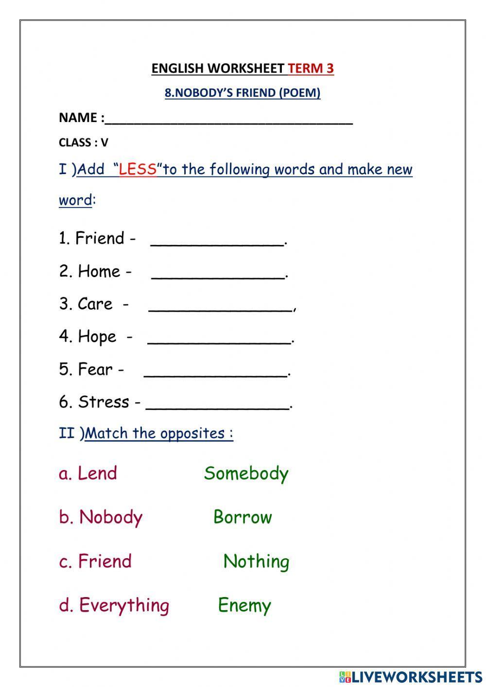 Unit 8 nobody's friend