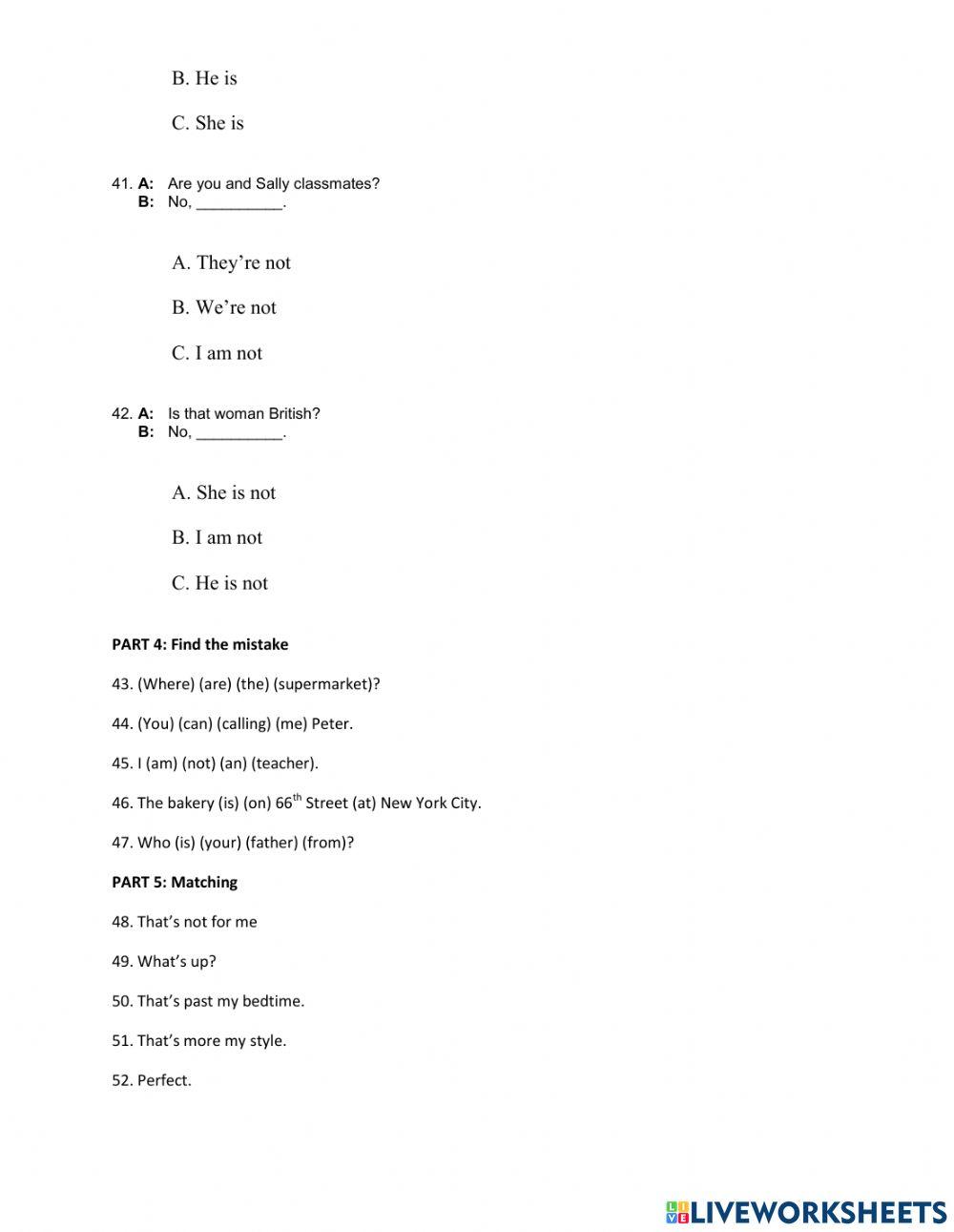 Top Notch 1 Unit 1 2 Assessment