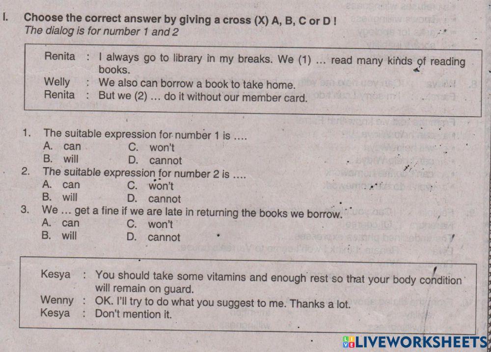 Ulangan Harian Bahasa Inggris BAB 2 Kelas 8