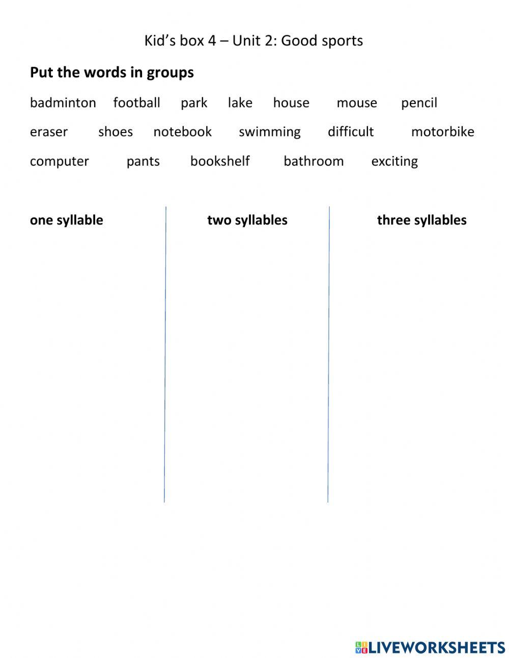 Book: Kid’s box 4 – Unit 2: Good sports – Review unit 2