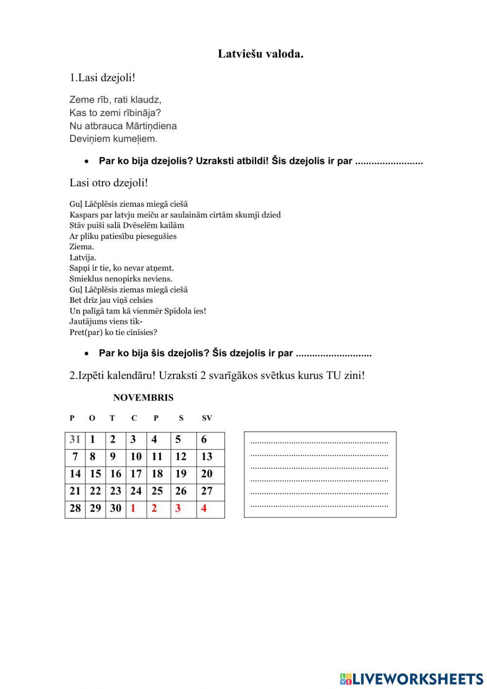 Latviešu valodas darbiņš.