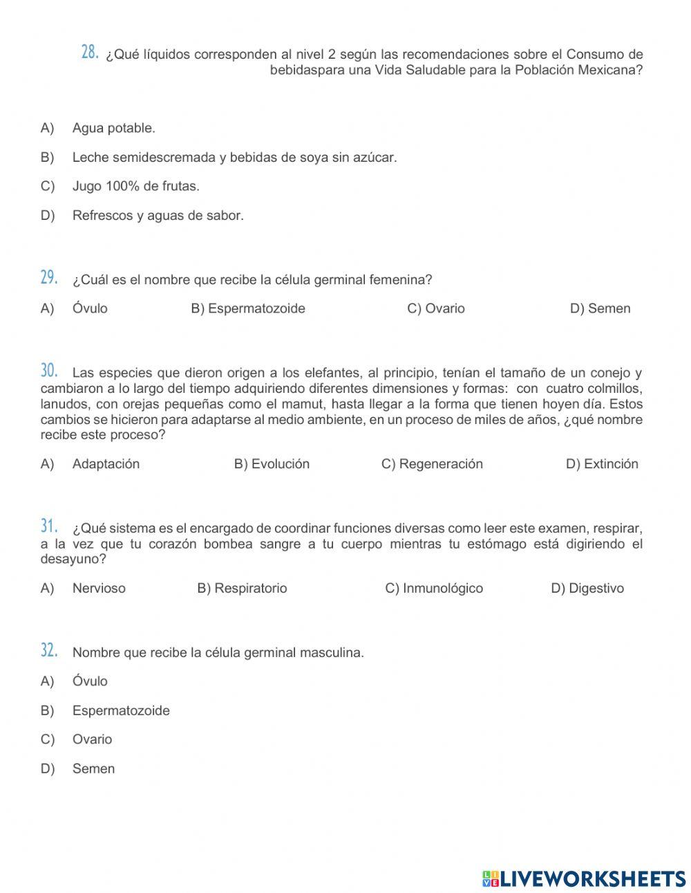 Repaso trimestre 1 CIENCIAS NATURALES 6