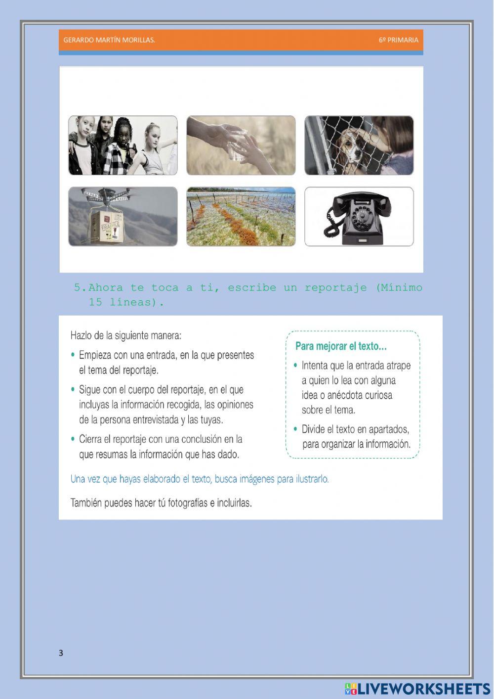 Escritura. Tarea 8. 6º. Escritura. Tarea 8. 6º.