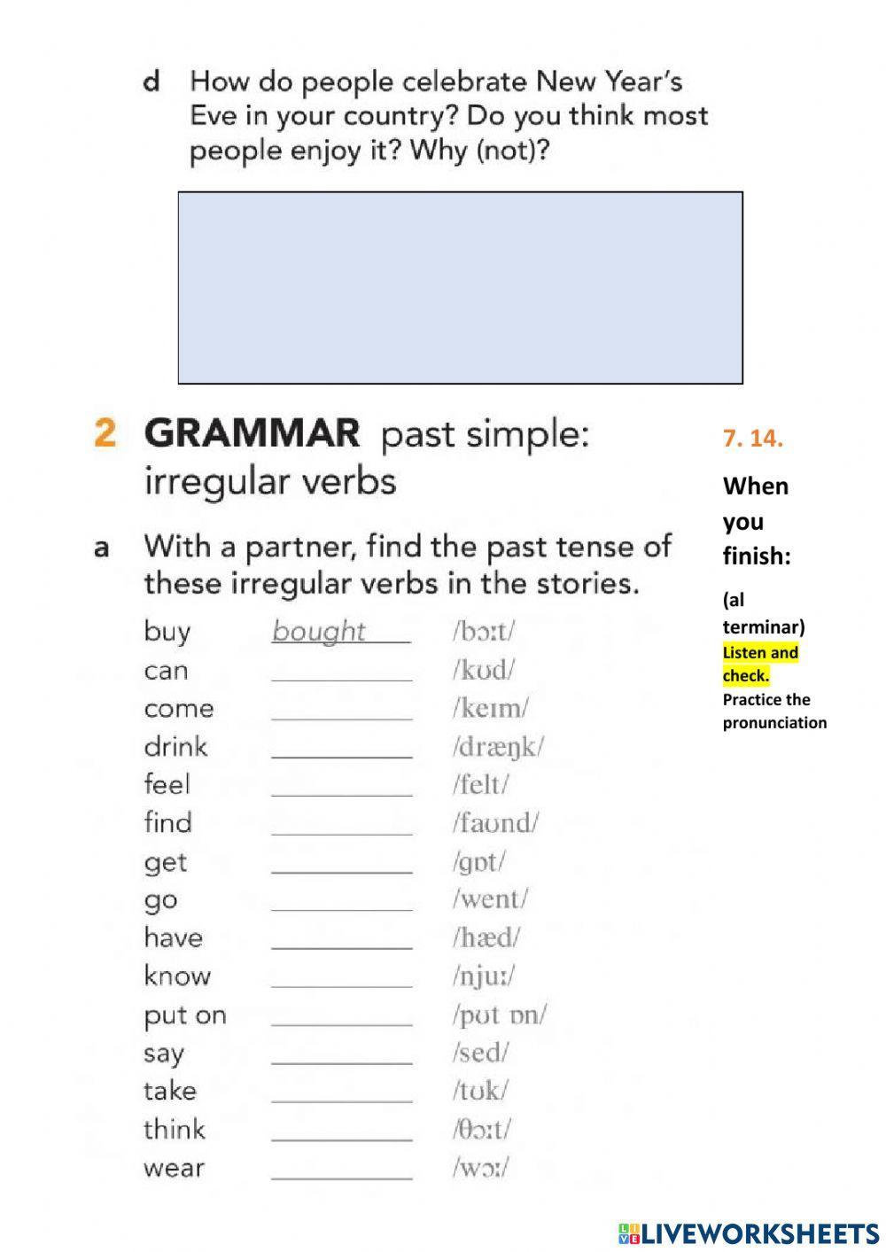 Past simple: irregular verbs