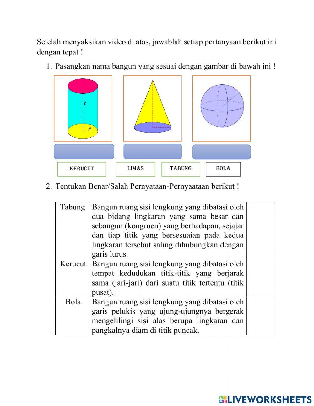 LKPD Materi Bangun Ruang Sisi Lengkung