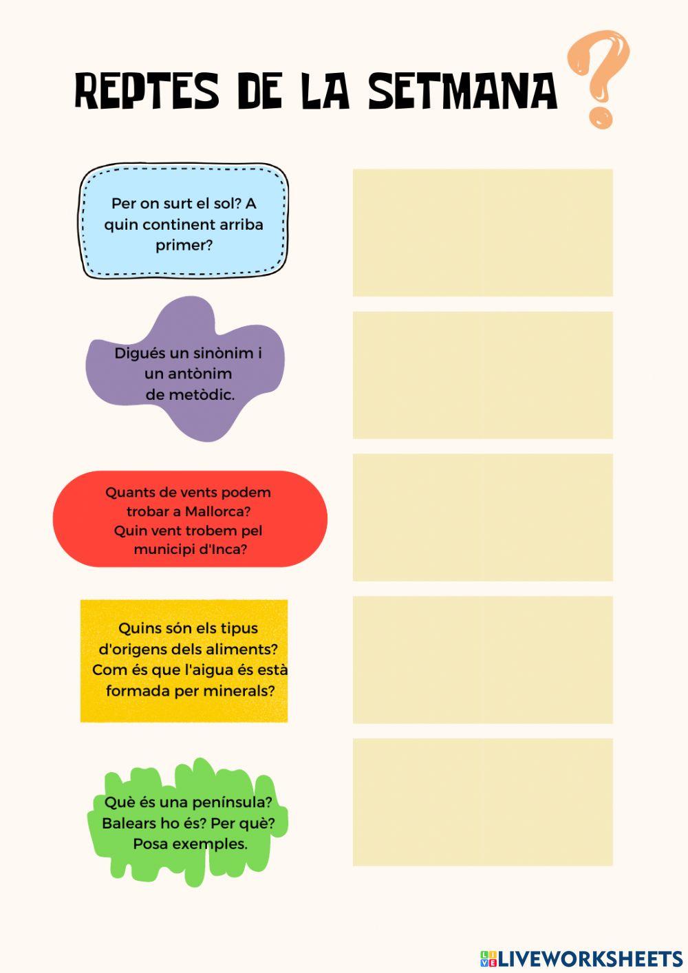 Reptes de la setmana