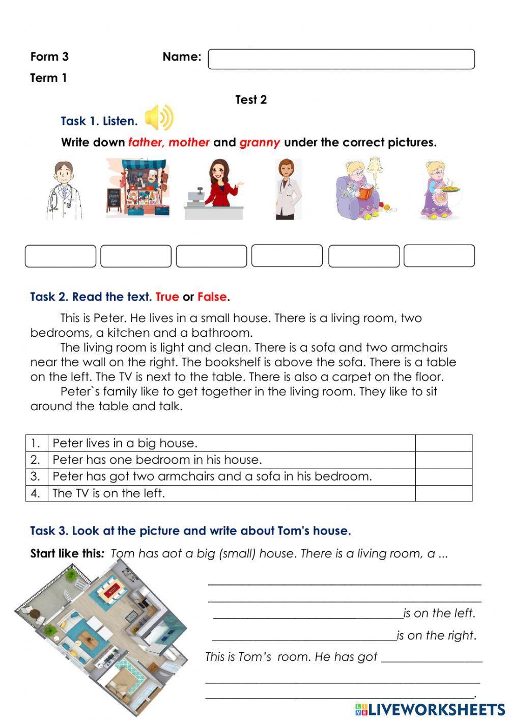 Діагностична робота, 3 клас -Sweet Home-