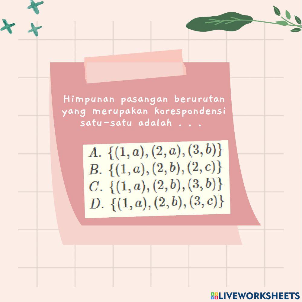 Soal pemetaan dan korespondensi