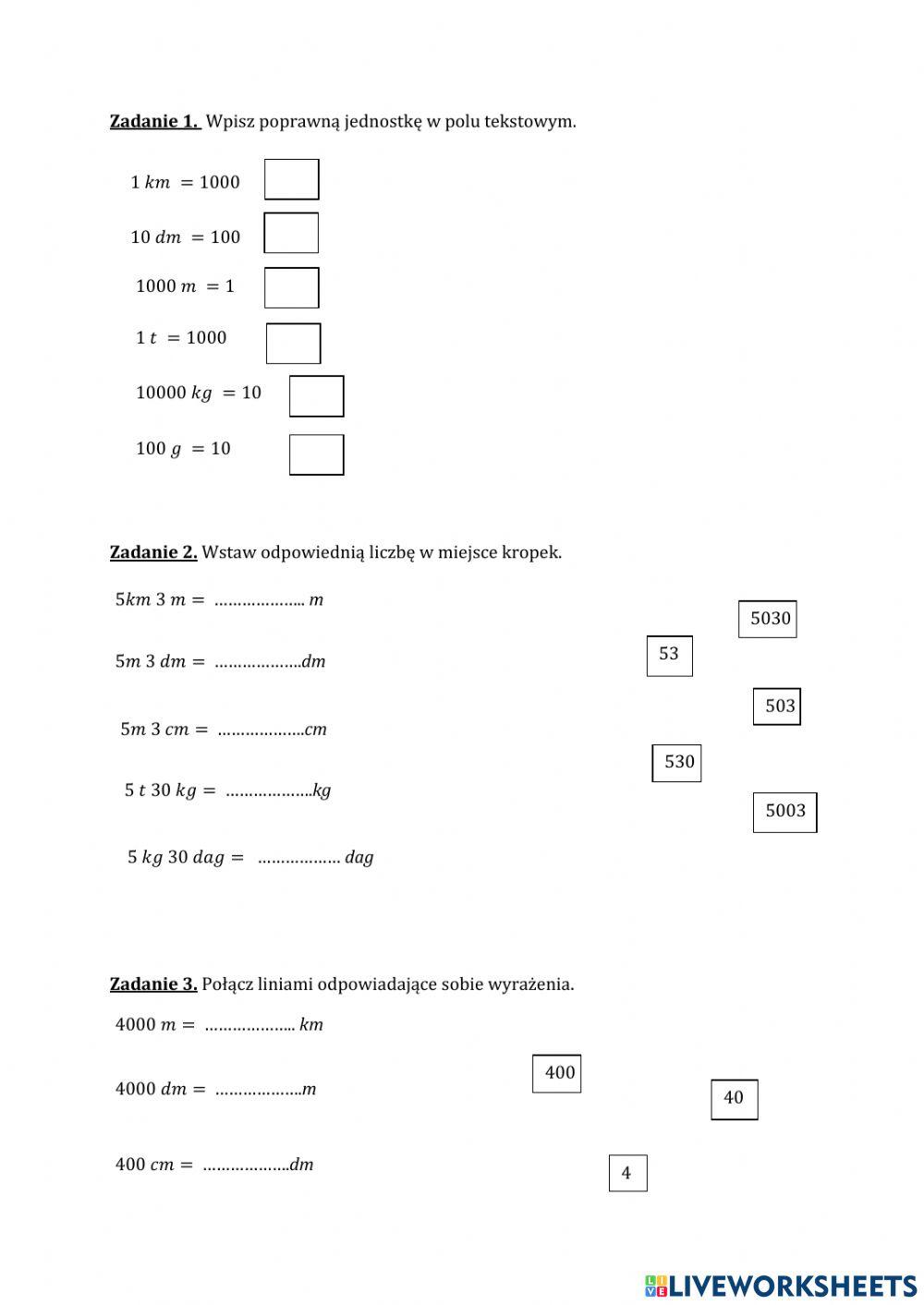 4-Zamiana jednostek-3 zadania