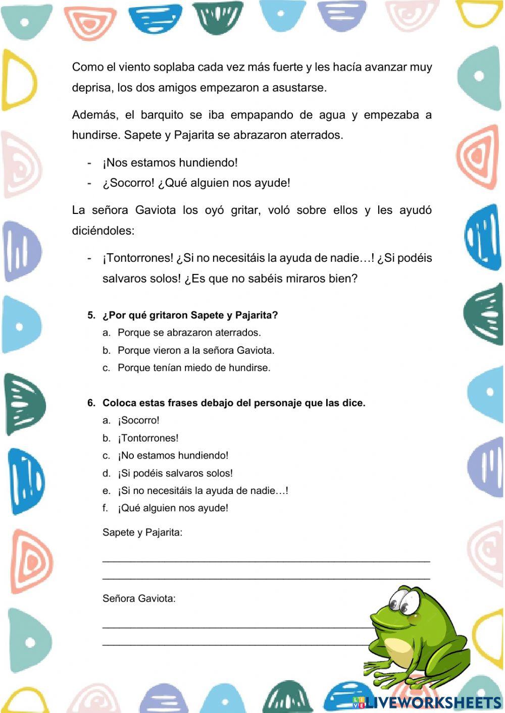 Comprensión lectora: barquichuelo