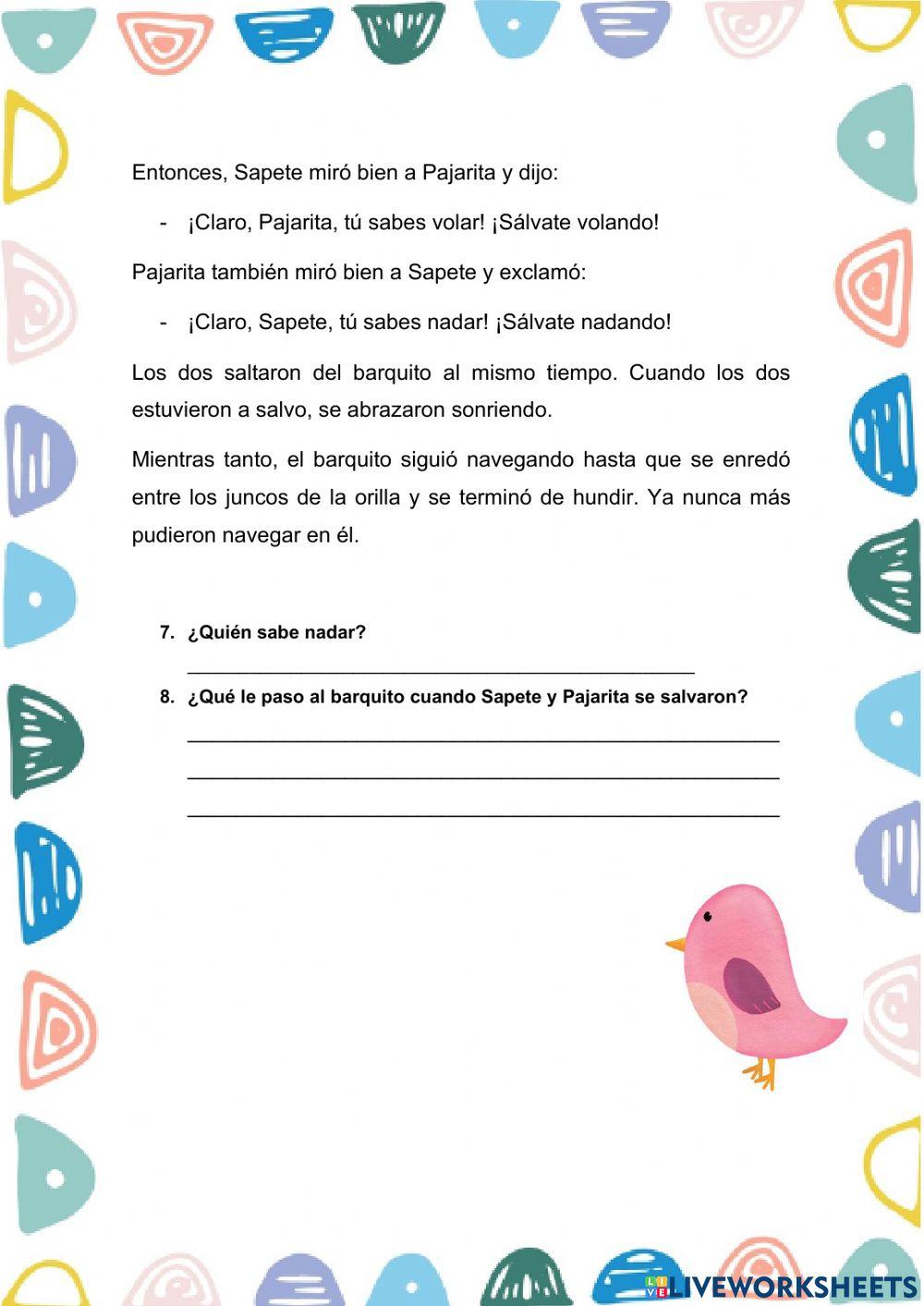 Comprensión lectora: barquichuelo