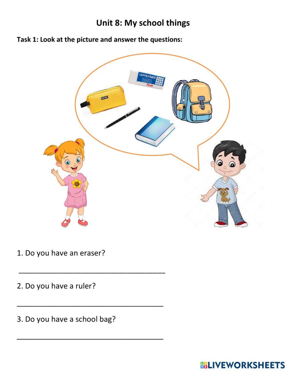 Book: Tiếng anh 3 Unit 8: My school things