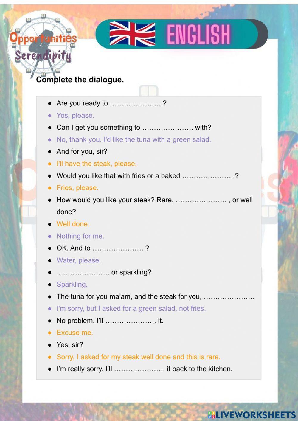 Practical english- restaurant problems