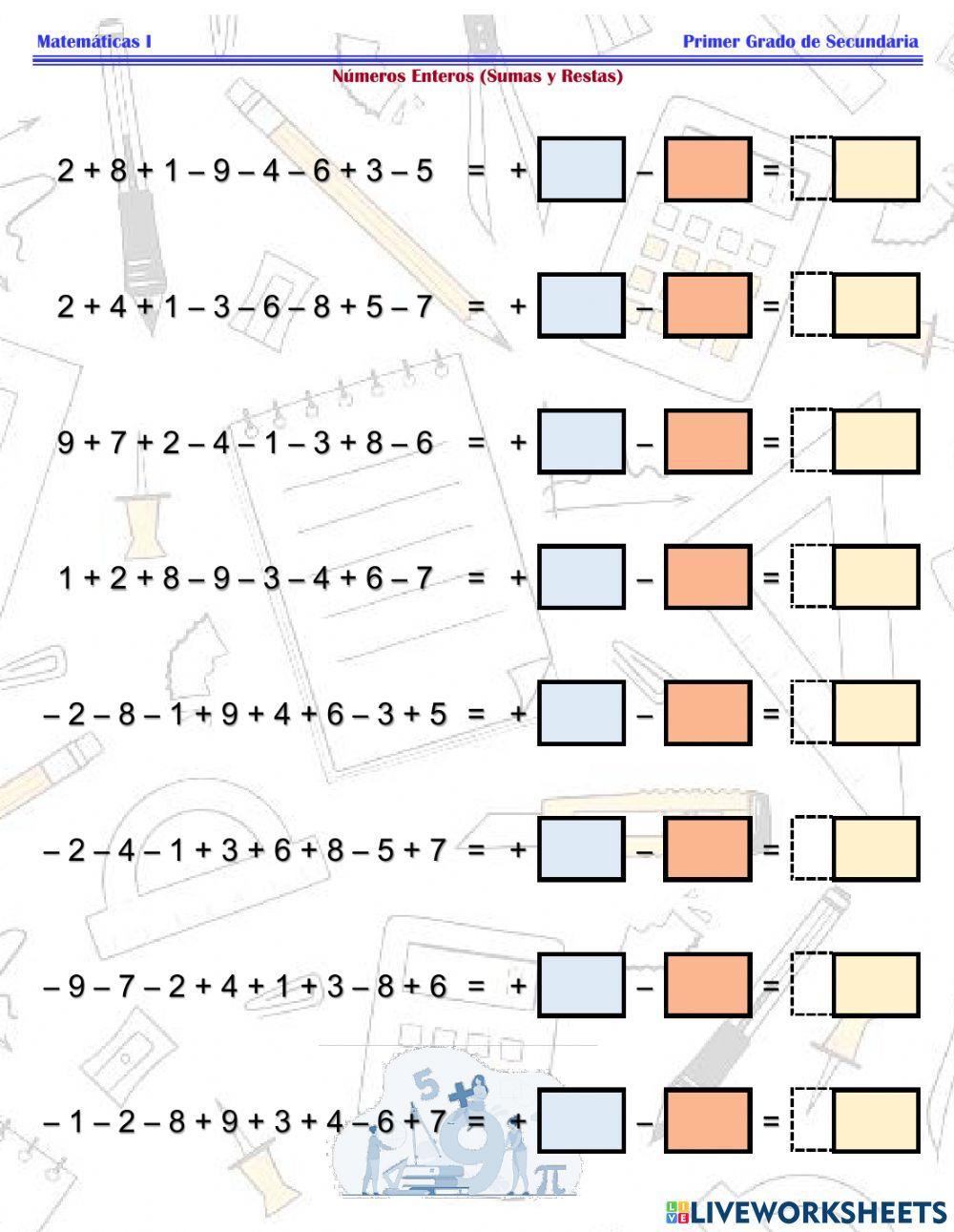 ESG127 Matemáticas 1 - Números Enteros (Suma y Resta) -
