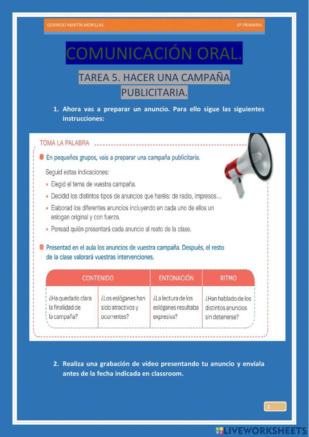 Comunicacción oral. Tarea 5.