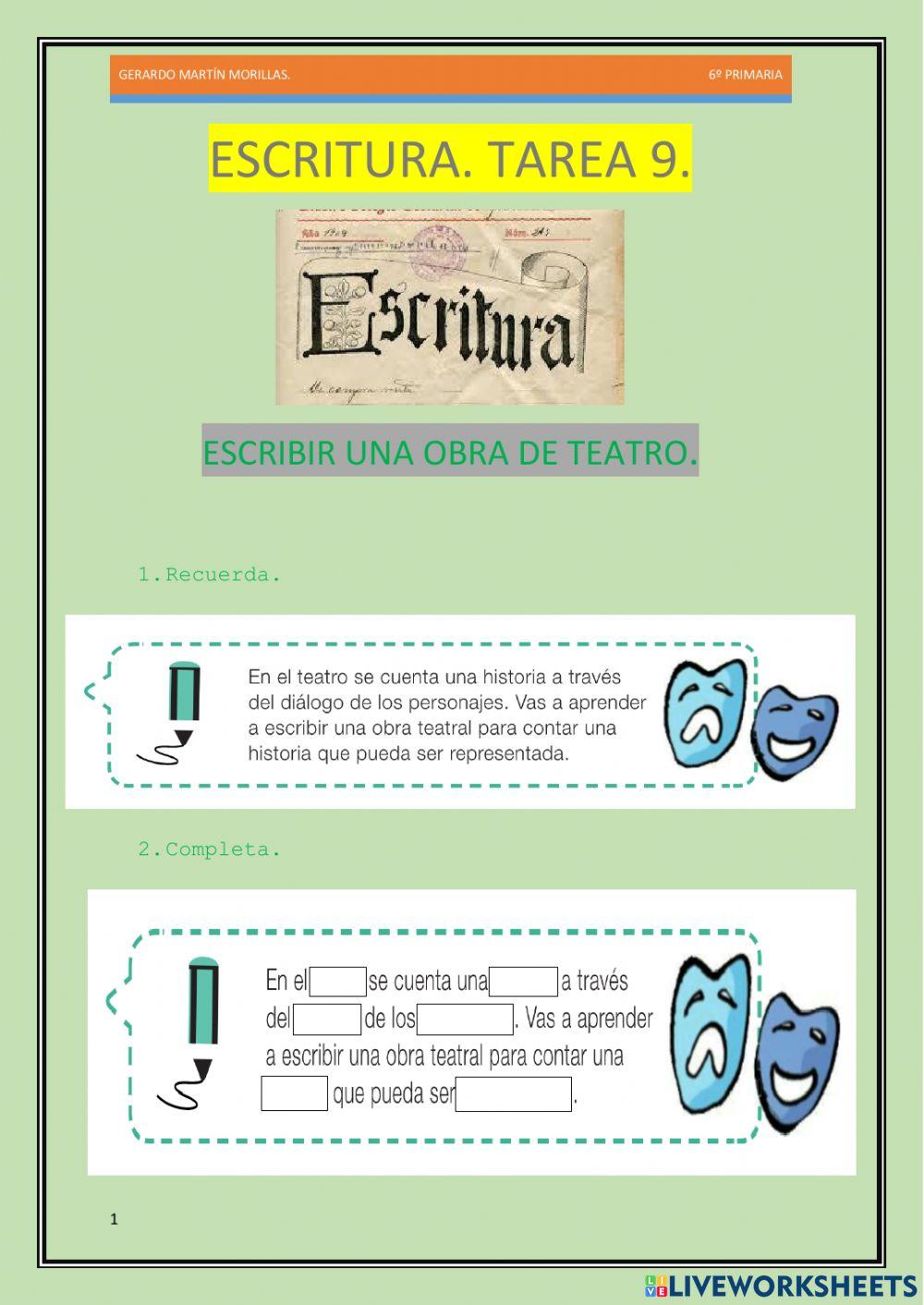 Escritura. Tarea 9. 6º.