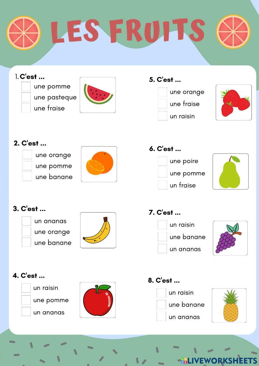 2210033 les fruits madame cindy liveworksheets
