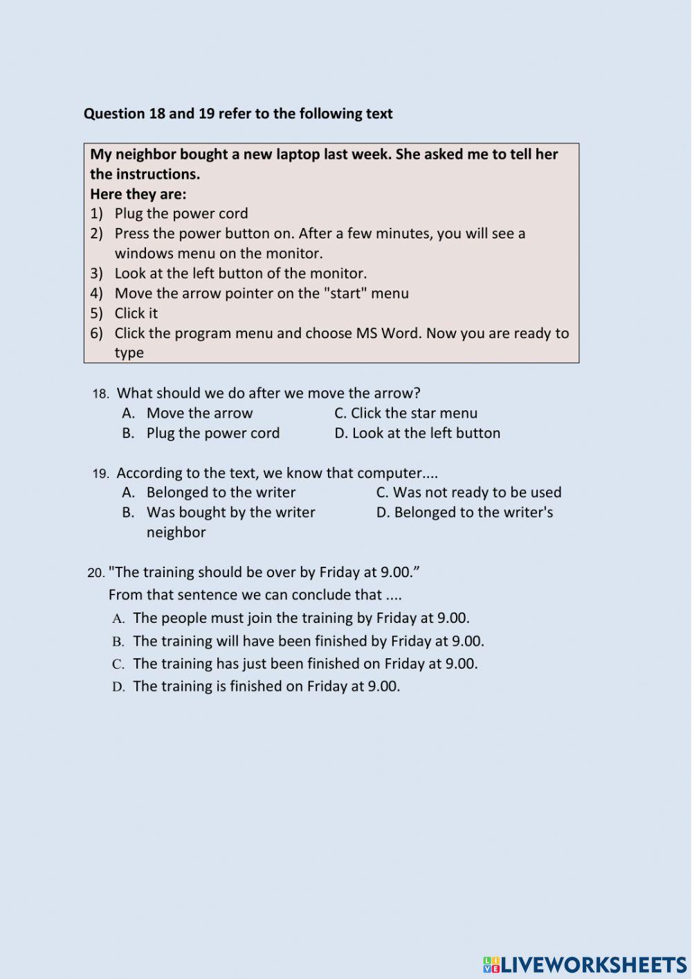 English XI gasal PAS LATIHAN