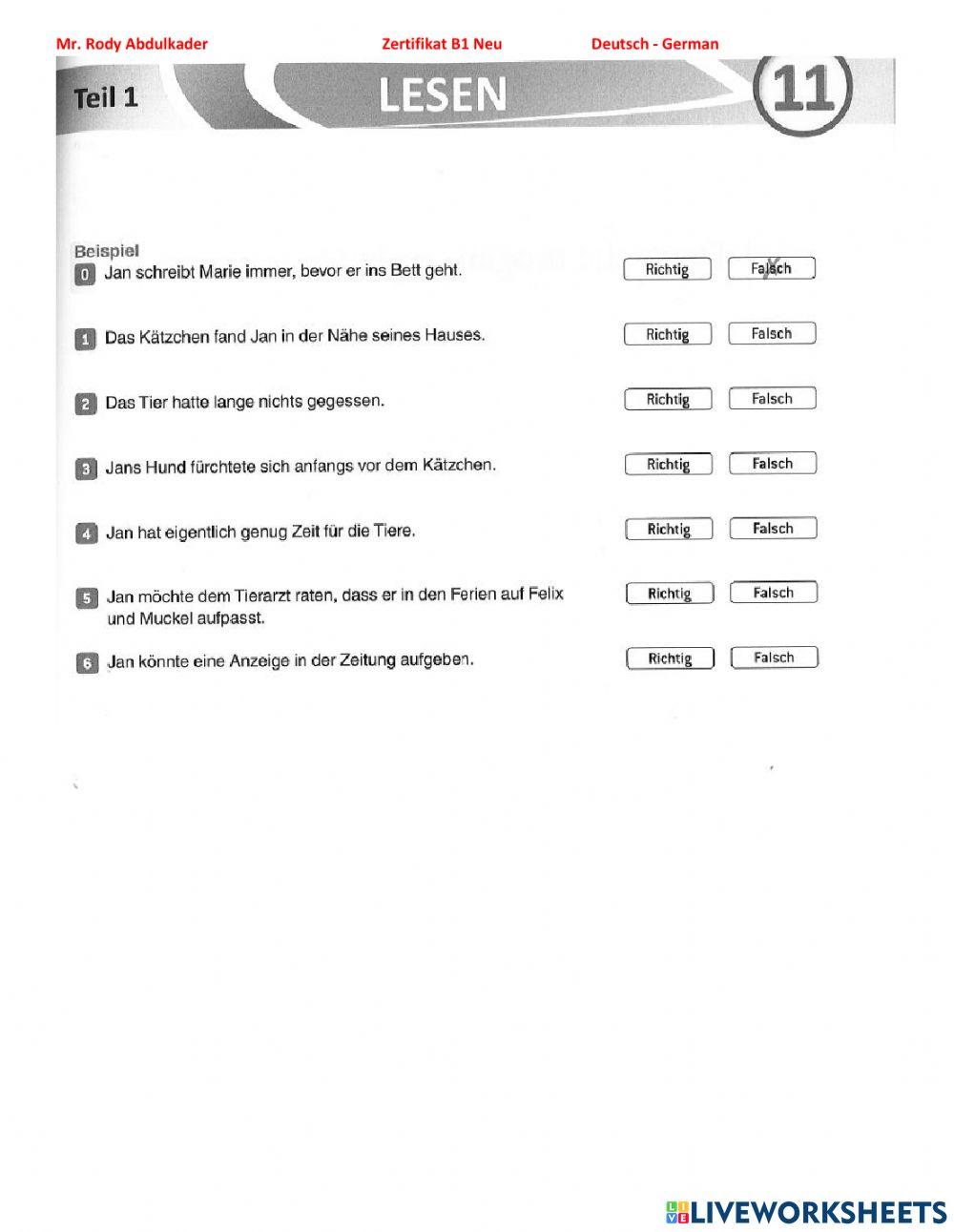 Zertifikat B1 Neu 15 Lesen 11