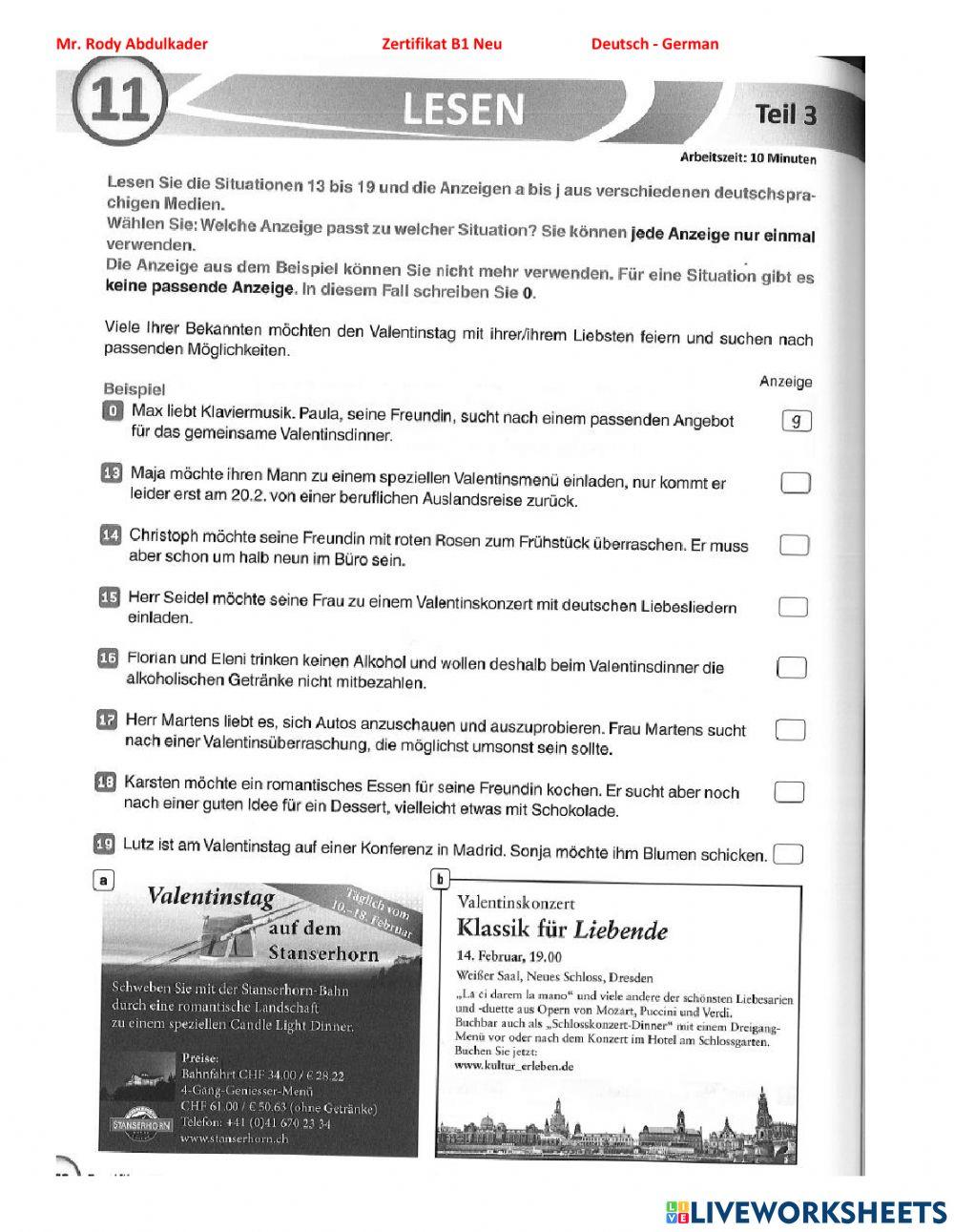 Zertifikat B1 Neu 15 Lesen 11