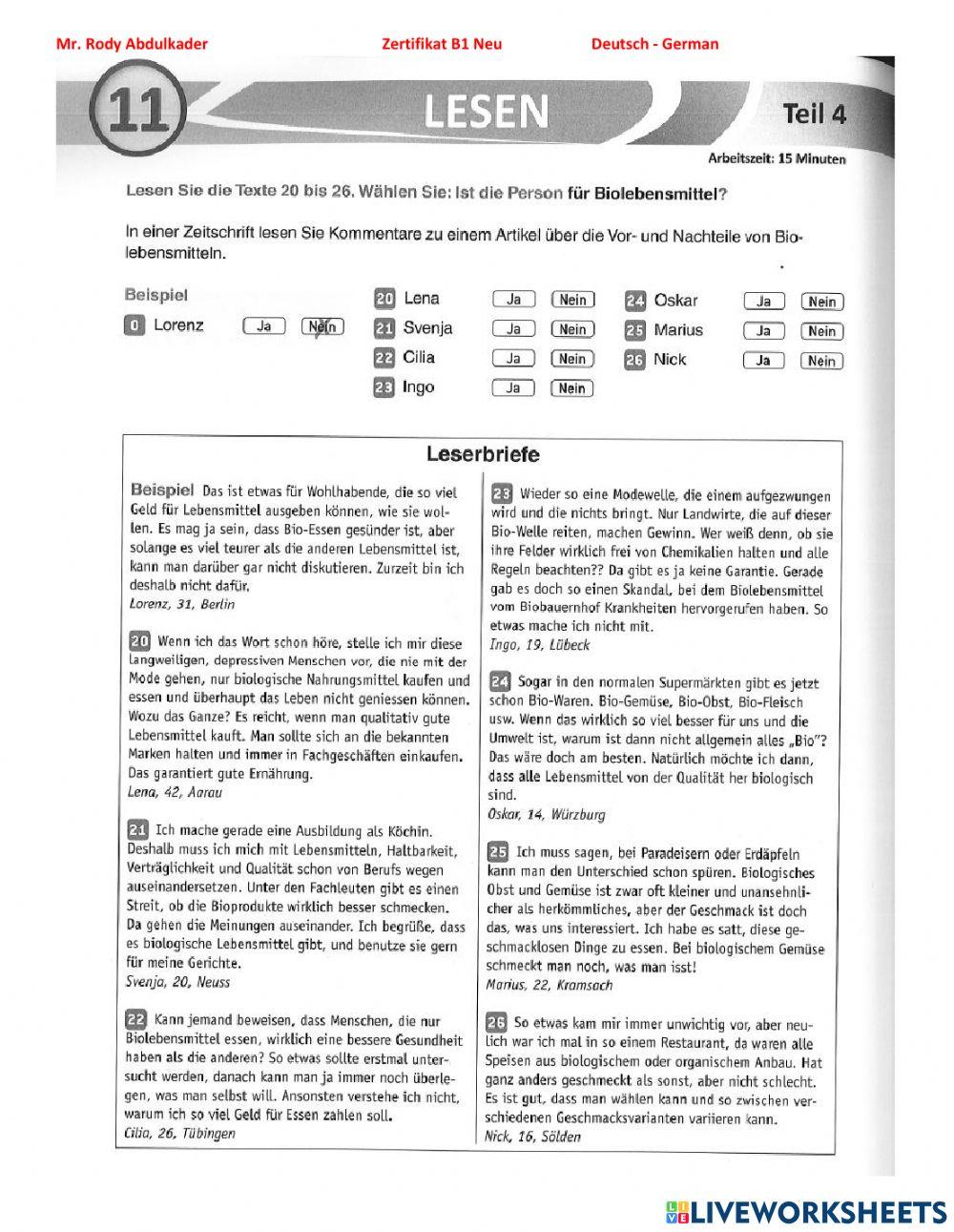 Zertifikat B1 Neu 15 Lesen 11