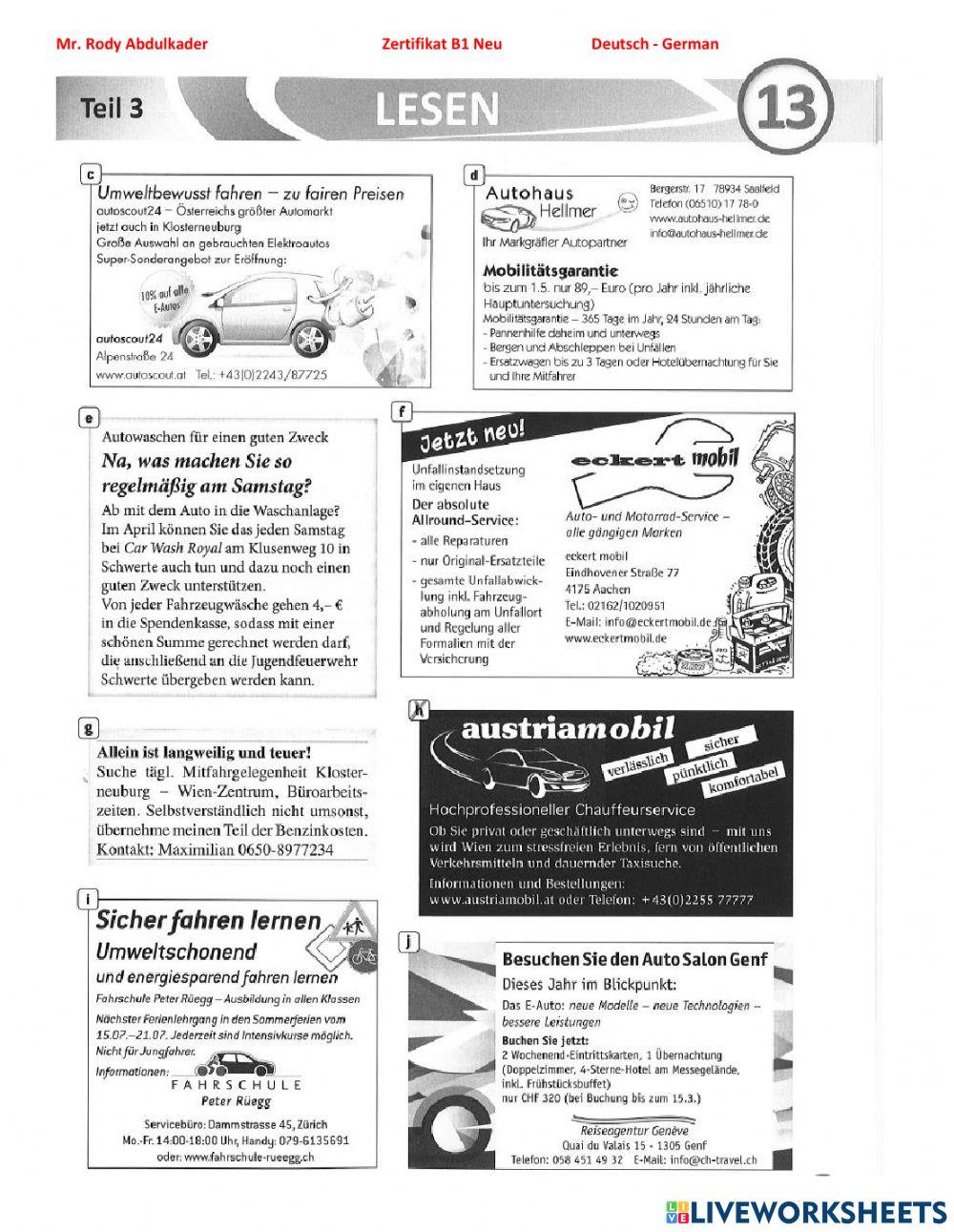 Zertifikat B1 Neu 15 Lesen 13