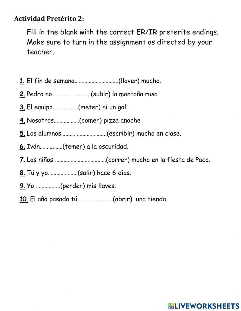 2210339 Regular ER IR Preterite verbs Tana Celis