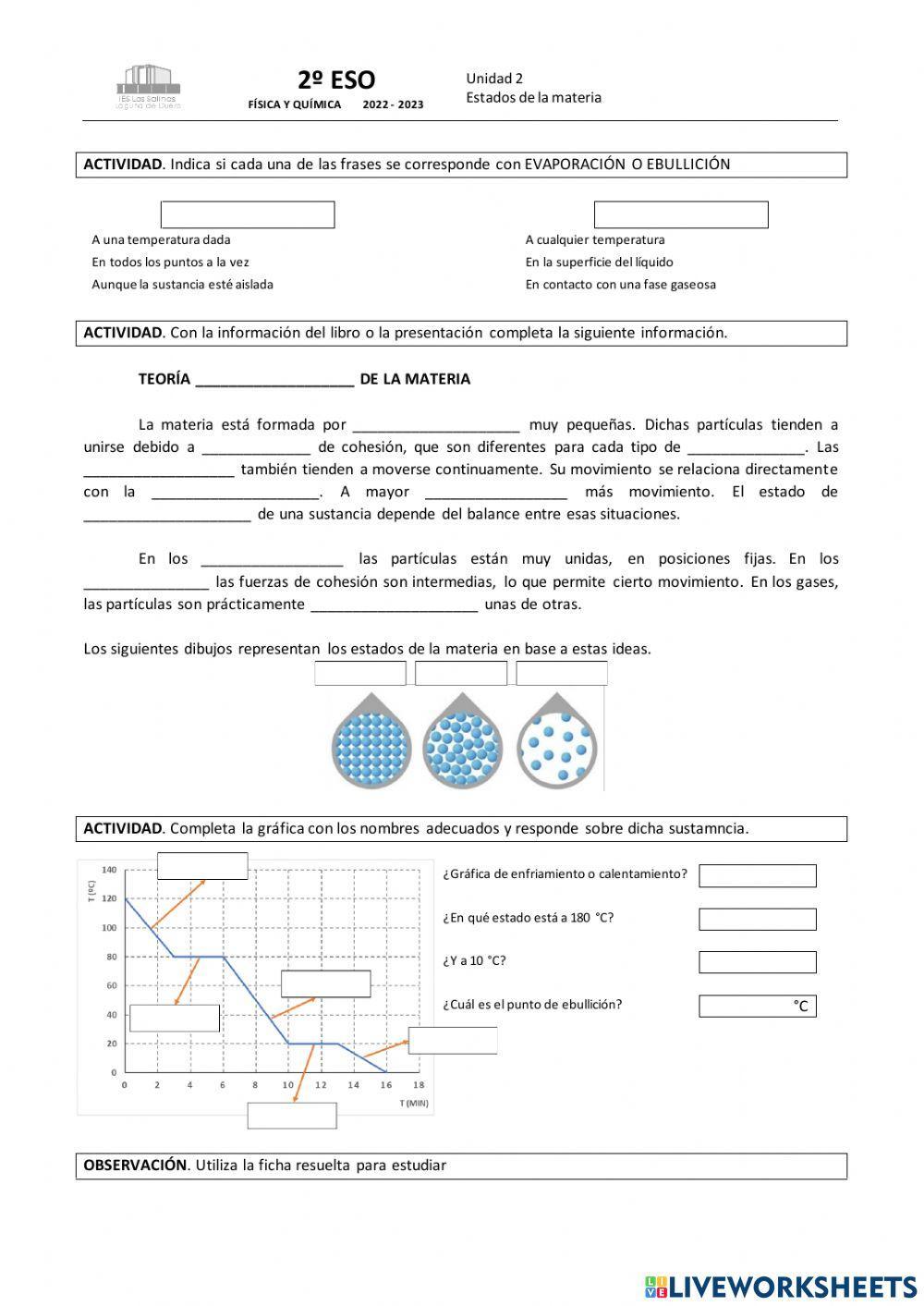 Estados de agregación y teoría cinñetica