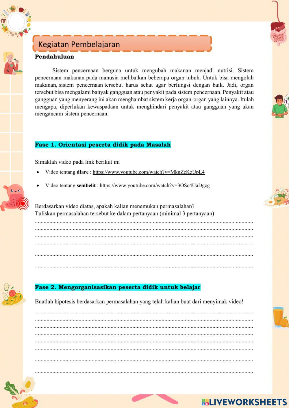 LKPD Penyakit dan gangguan sistem pencernaan