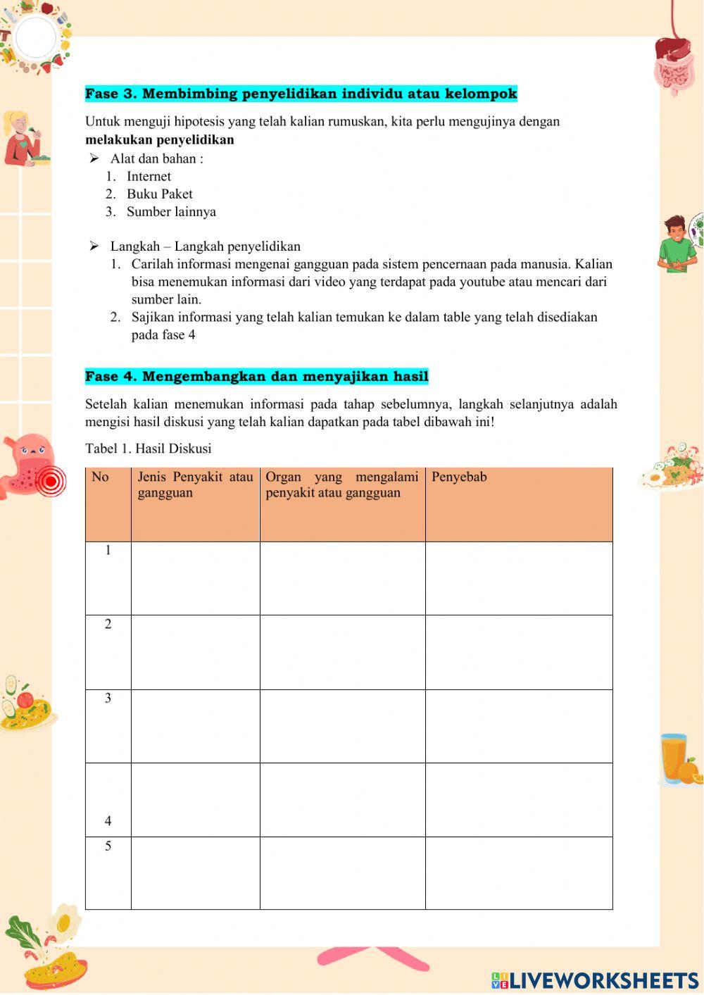 LKPD Penyakit dan gangguan sistem pencernaan